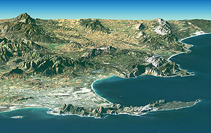 A Landsat image of Cape Town overlaid on SRTM ...